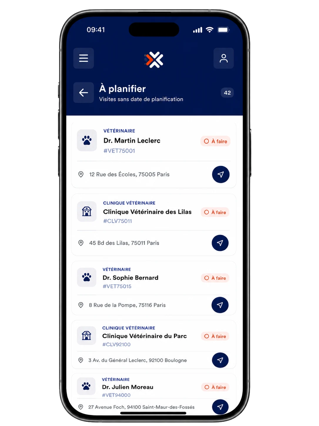 Application mobile Taktic - visites vétérinaires à planifier